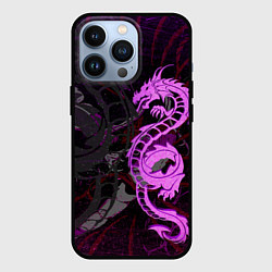 Чехол для iPhone 13 Pro Неоновый дракон purple dragon, цвет: 3D-черный