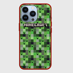 Чехол для iPhone 13 Pro Minecraft - пиксельные лица, цвет: 3D-красный