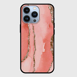 Чехол для iPhone 13 Pro Розовое золото акварель, цвет: 3D-черный