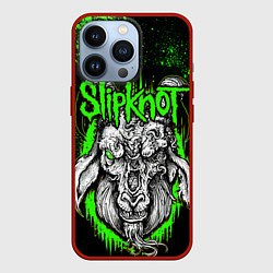 Чехол для iPhone 13 Pro Slipknot зеленый козел, цвет: 3D-красный