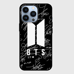 Чехол для iPhone 13 Pro BTS - Автографы, цвет: 3D-черный