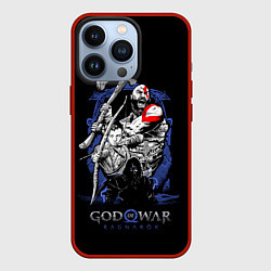 Чехол для iPhone 13 Pro Кратос,Атрей и Тор GoW Ragnarok, цвет: 3D-красный