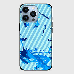 Чехол для iPhone 13 Pro Синие линии, цвет: 3D-черный