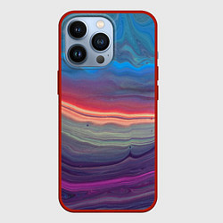 Чехол для iPhone 13 Pro Цветной переливающийся абстрактный песок, цвет: 3D-красный