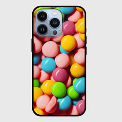 Чехол для iPhone 13 Pro Много ярких конфет, цвет: 3D-черный