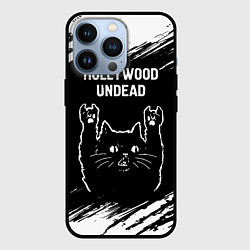 Чехол для iPhone 13 Pro Группа Hollywood Undead и рок кот, цвет: 3D-черный