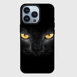 Чехол для iPhone 13 Pro Чёрная кошка с оранжевыми глазами, цвет: 3D-черный