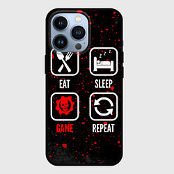 Чехол для iPhone 13 Pro Eat, sleep, Gears of War, repeat, цвет: 3D-черный