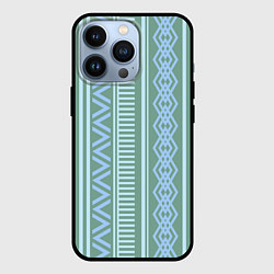 Чехол для iPhone 13 Pro Зелёные и синие абстрактные узоры, цвет: 3D-черный