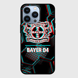 Чехол для iPhone 13 Pro Bayer 04 FC в стиле glitch на темном фоне, цвет: 3D-черный