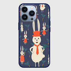 Чехол для iPhone 13 Pro Семья крольчат, цвет: 3D-тёмно-синий