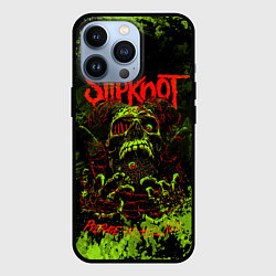 Чехол для iPhone 13 Pro Slipknot green череп, цвет: 3D-черный