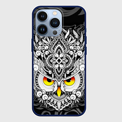 Чехол для iPhone 13 Pro Сова с золотыми глазами, цвет: 3D-тёмно-синий