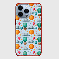 Чехол для iPhone 13 Pro Воздушные шары и луна, цвет: 3D-красный
