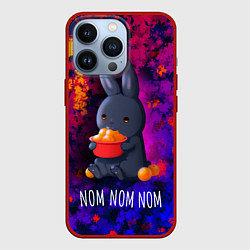 Чехол для iPhone 13 Pro Кролик с мандаринами - Nom nom nom, цвет: 3D-красный
