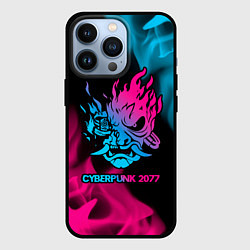 Чехол для iPhone 13 Pro Cyberpunk 2077 - neon gradient, цвет: 3D-черный
