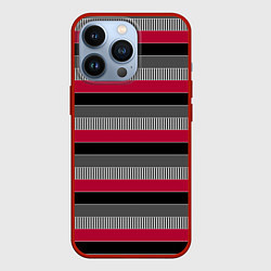 Чехол для iPhone 13 Pro Красно-черный полосатый современный узор, цвет: 3D-красный