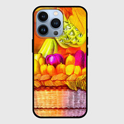 Чехол для iPhone 13 Pro Спелые фрукты и овощи в плетеной корзине, цвет: 3D-черный