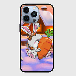Чехол для iPhone 13 Pro Зайчик с большой морковью, цвет: 3D-черный