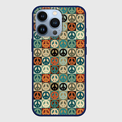 Чехол для iPhone 13 Pro Peace symbol pattern, цвет: 3D-тёмно-синий