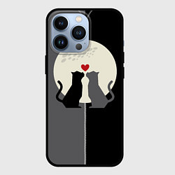 Чехол для iPhone 13 Pro Котики под луной, цвет: 3D-черный