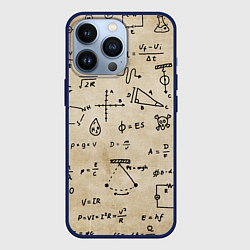 Чехол для iPhone 13 Pro Научные формулы на старой бумаге, цвет: 3D-тёмно-синий
