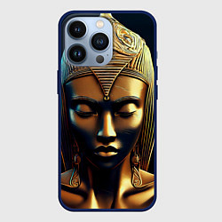 Чехол для iPhone 13 Pro Нейросеть - золотая статуя египетской царицы, цвет: 3D-тёмно-синий