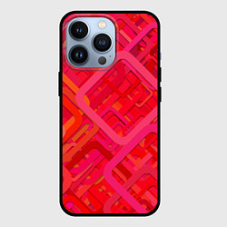 Чехол для iPhone 13 Pro Красные абстрактные геометрические ромбы, цвет: 3D-черный