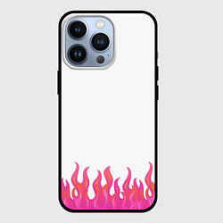 Чехол для iPhone 13 Pro Розовые языки огня, цвет: 3D-черный