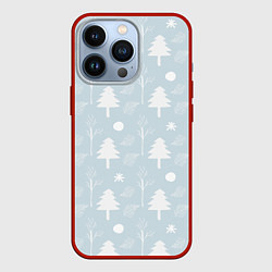 Чехол для iPhone 13 Pro Зимние ёлочки, цвет: 3D-красный