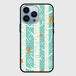 Чехол для iPhone 13 Pro Новогодние берёзки, цвет: 3D-черный