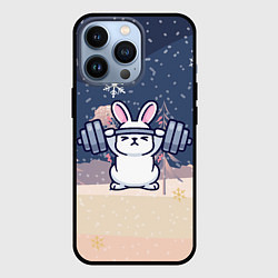 Чехол для iPhone 13 Pro Зайчонок со штангой, цвет: 3D-черный
