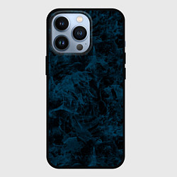 Чехол для iPhone 13 Pro Синий и черный мраморный узор, цвет: 3D-черный