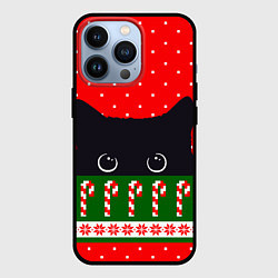 Чехол для iPhone 13 Pro Котик: новогодний свитер, цвет: 3D-черный