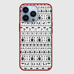 Чехол для iPhone 13 Pro Black pattern Wednesday Addams, цвет: 3D-красный