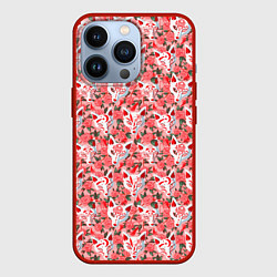 Чехол для iPhone 13 Pro Маски лисиц кицунэ и цветущая камелия, цвет: 3D-красный