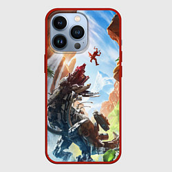 Чехол для iPhone 13 Pro Битва с машиной Horizon call of the mountain, цвет: 3D-красный