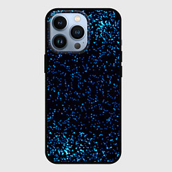 Чехол для iPhone 13 Pro Неоновый синий блеск на черном фоне, цвет: 3D-черный