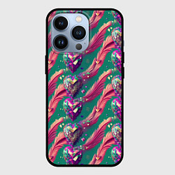 Чехол для iPhone 13 Pro Паттерн кристальные сердца, цвет: 3D-черный
