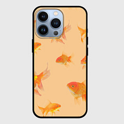Чехол iPhone 13 Pro Золотые рыбки в фоне