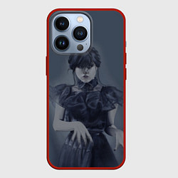 Чехол для iPhone 13 Pro Уэнсдэй рисунок карандашами, цвет: 3D-красный