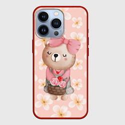 Чехол для iPhone 13 Pro Мишка с корзинкой, цвет: 3D-красный