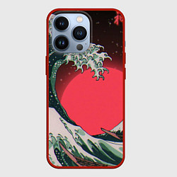 Чехол для iPhone 13 Pro Японская волна в красном цвете, цвет: 3D-красный