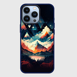 Чехол для iPhone 13 Pro Футуризм горы, цвет: 3D-тёмно-синий