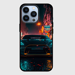 Чехол для iPhone 13 Pro GTR в ночном городе, цвет: 3D-черный