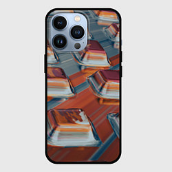 Чехол для iPhone 13 Pro Абстрактная текучие металлические прямоугольники, цвет: 3D-черный