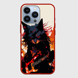 Чехол для iPhone 13 Pro Black rocker cat on a light background - C-Cats co, цвет: 3D-красный