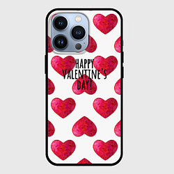 Чехол для iPhone 13 Pro Сердца из краски - паттерн на день святого валенти, цвет: 3D-черный