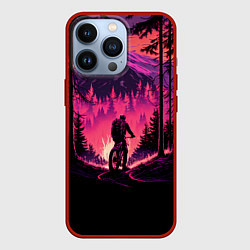 Чехол для iPhone 13 Pro Велопрогулка на закате, цвет: 3D-красный