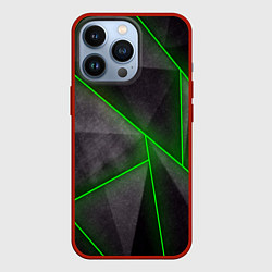 Чехол для iPhone 13 Pro Stripes Abstract green, цвет: 3D-красный